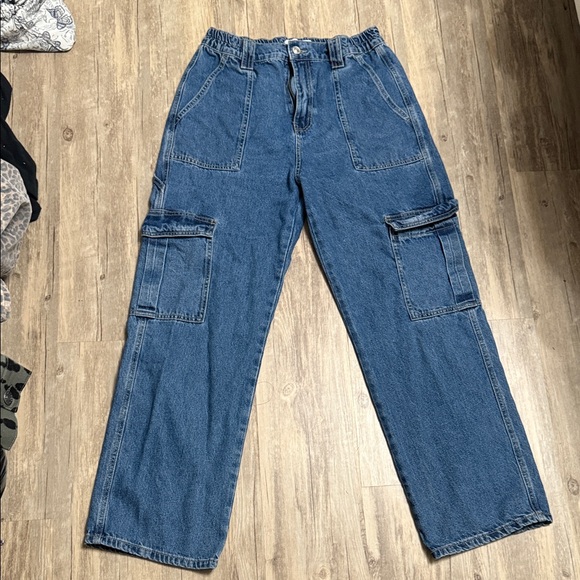 Wax Jean Men's Relaxed Blue Cargo Jeans - Picture 1 of 3